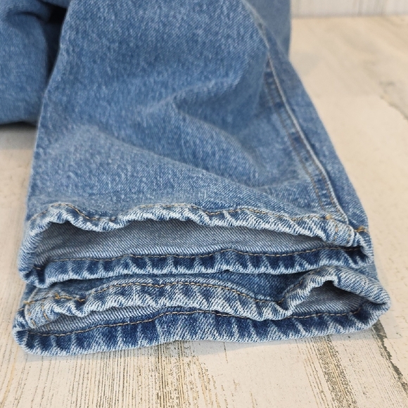 MNG New Mom Classic Blue Straight Leg Women's Jeans 5 Pocket Zipup Size 12 FLAW - Picture 8 of 11